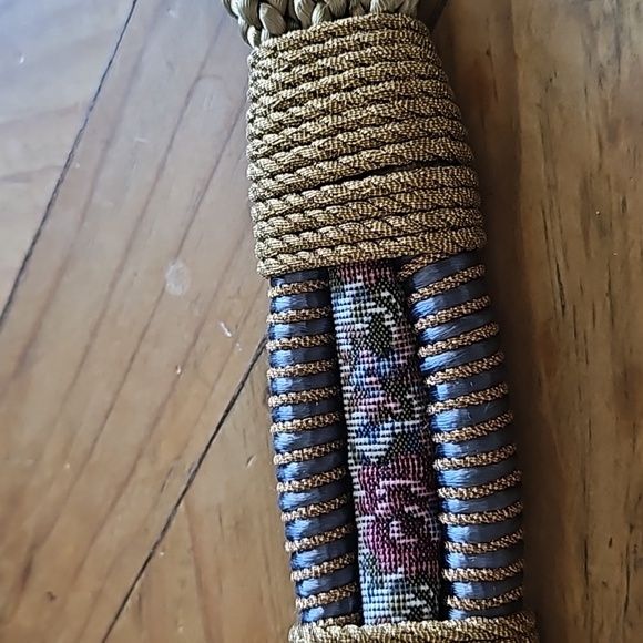 Gorgeous unique braided cord tan and gold tapestry brooch tie waist belt OS - Picture 3 of 8